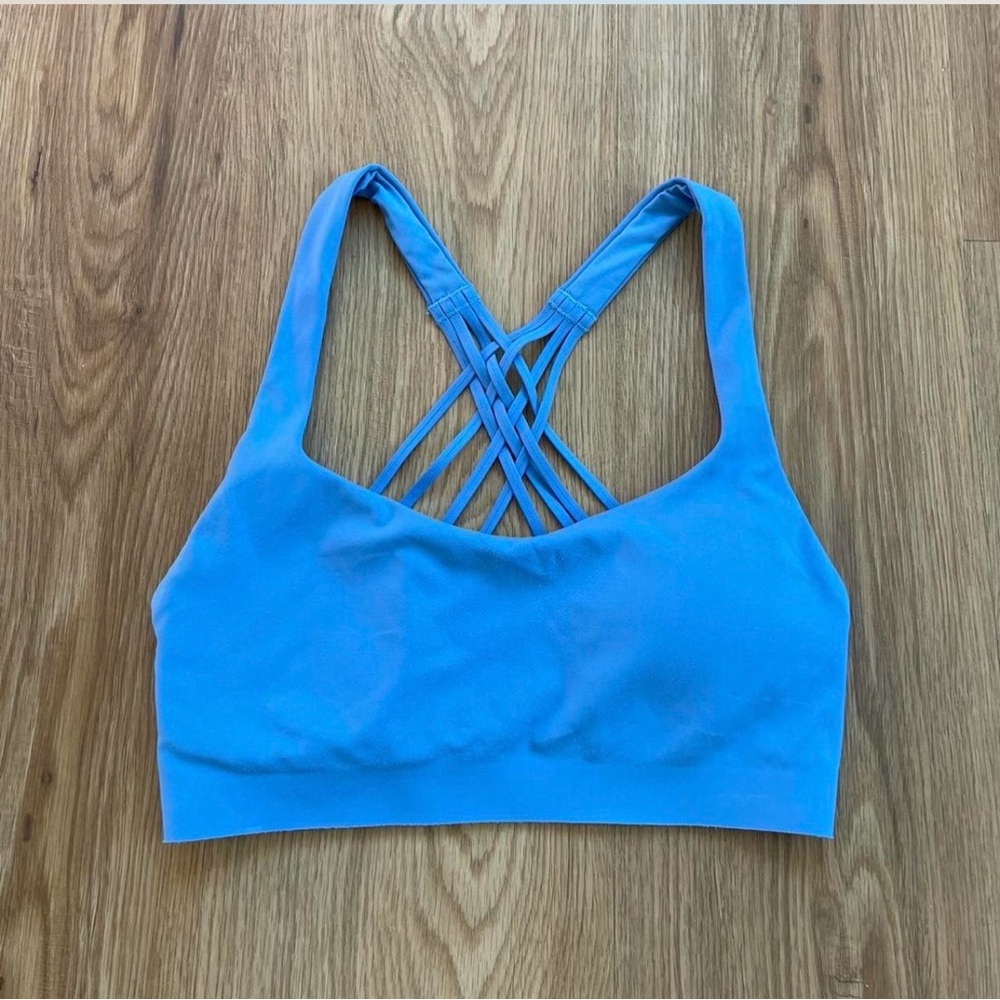 Lululemon FlexyFlex Strappy Yoga Bra Light Support A-C Cups Pool Party Blue